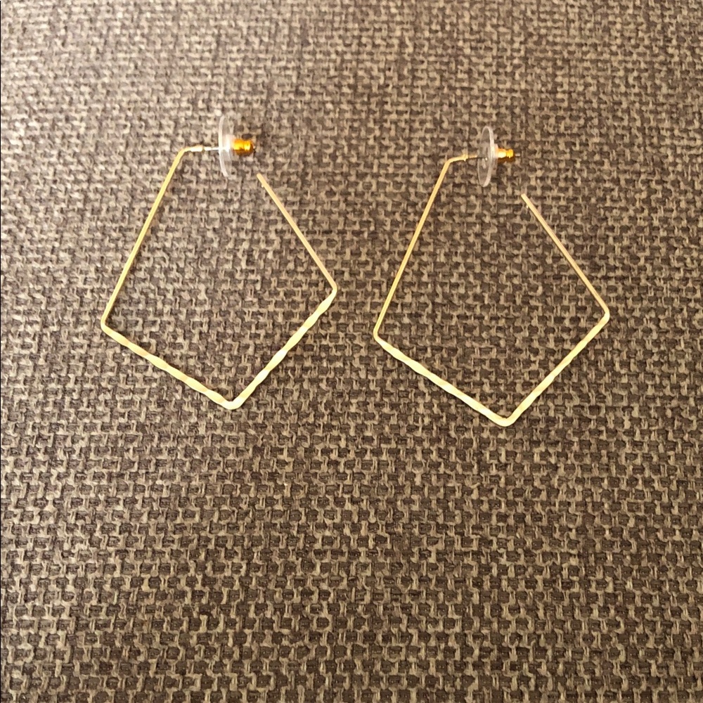 Gold Geometric Diamond Hoop Earrings